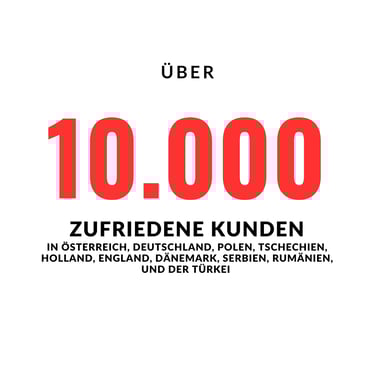 Werbebanner über 10.000 Zufriedene Kunden in Europa