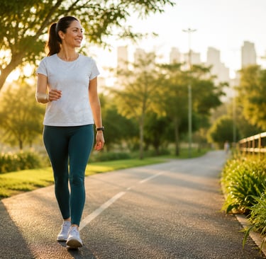 mulher caminhando no parque