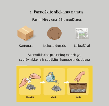 Paruoškite sliekams namus
