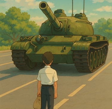 Tiananmen Square ‘Tank Man’ in Ghibli style