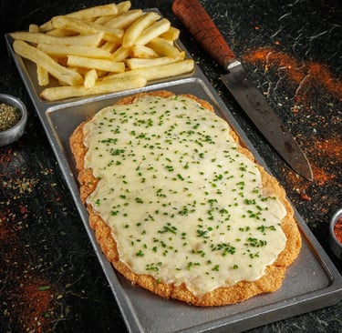 Milanesa margarita con queso mozzarrella