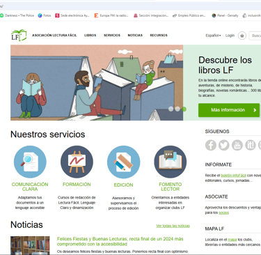 imagen de la página de inicio del repositorio de libros en lectura fácil