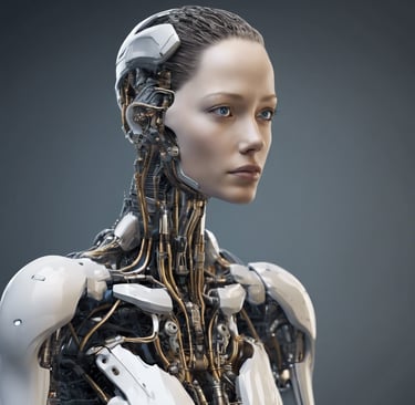 una imagen de un androide mostrando sus circuitos