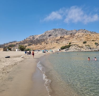a beach with people on the beach