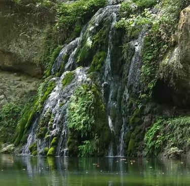 a beautiful waterfall in butterfly valley in Rhodes Greece
