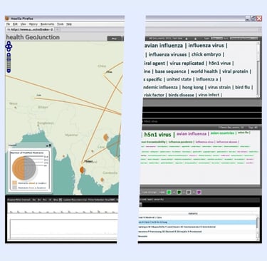 health geojunction AI geospatial news media visual analytics