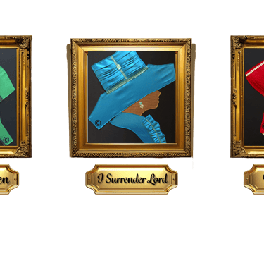 Mixed media canvas with layered fabric and stitching