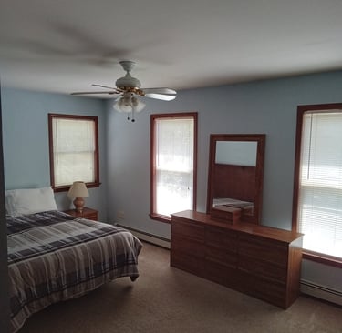 primary bedroom with multiple windows