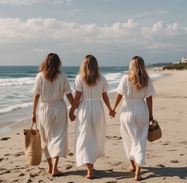 a woman in an orange dress standing on a set of stairs