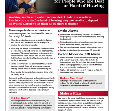 Smoke and CO Alarms for people who are deaf or hard of hearing.