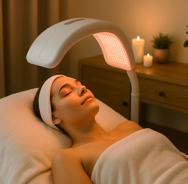 Red light therapy session for energy and fatigue relief