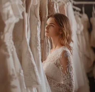femme qui choisie une robe de mariage