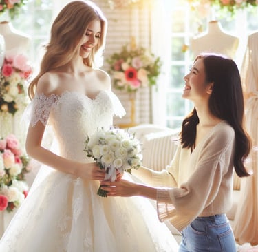 femme qui parle avec une mariée