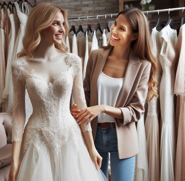 femme qui conseil une mariée