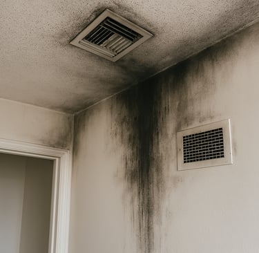 Soot buildup on interior surfaces after house fire in Conroe home