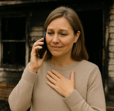Homeowner calling for fire damage repair services in Montgomery County