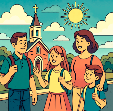 South Carolina family visiting Catholic churches along the Eucharistic Trail