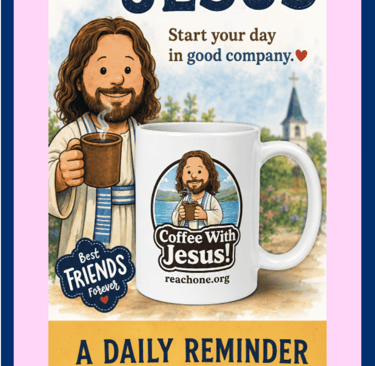 Cartoon style Ad for Coffee With Jesus Cup