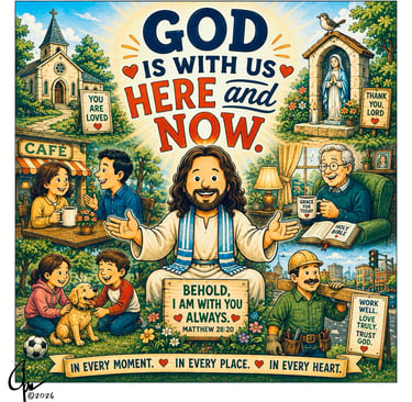 God Is With Us Cartoon Illustration