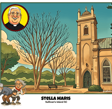 Cartoon of Stella Maris and Pastor on Sullivan’s Island