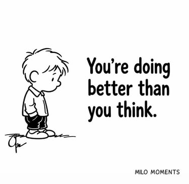 Black and white line art cartoon by Opa about his own boyhood. And perhaps, it’s about every child.