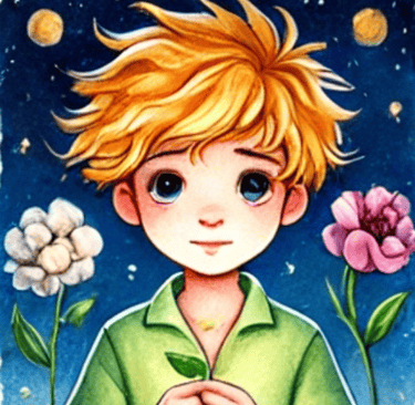 a boy with a flower in his hands