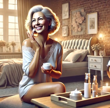 mulher usando creme anti idade