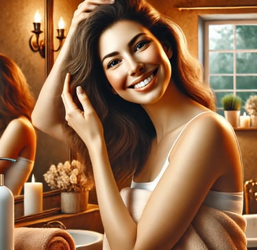 mulher usando condicionador