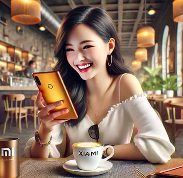 Mulher usando celular Xiaomi