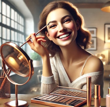 Mulher usando lapis de maquiagem