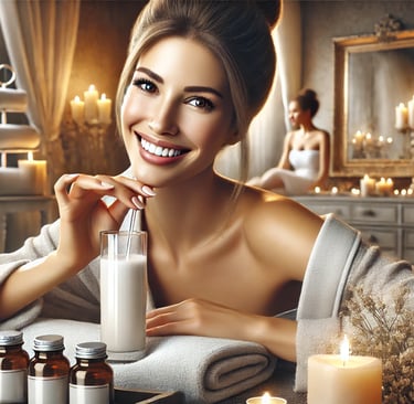 Mulher tomando colágeno