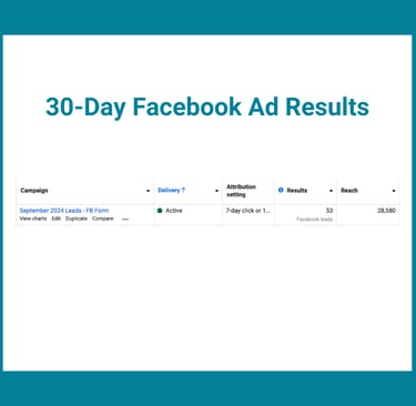 a facebook ad campaign for 30 days of facebook ads