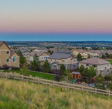 Parker Colorado neighborhood with skyline