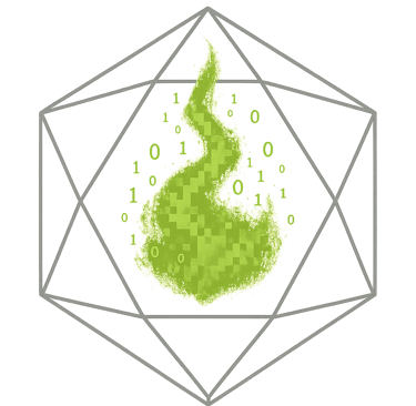flame of knowledge inside of a polyhedron