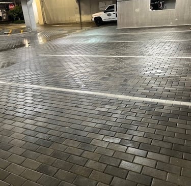 parking garage entrance pavers pressure cleaning