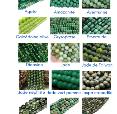 Sélection de pierres vertes Les Couleurs de Lo