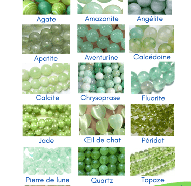 Sélection de pierres vert clair Les Couleurs de Lo
