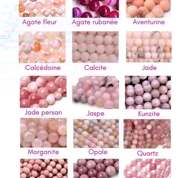 Sélection de pierres rose Les Couleurs de Lo