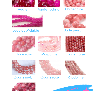 Sélection de pierres rose Les Couleurs de Lo