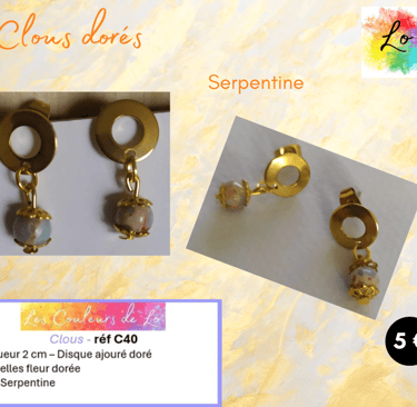 Boucles clous dorés Serpentine Les Couleurs de Lo