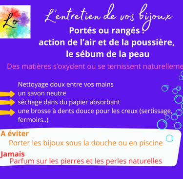 L'entretien des bijoux Les Couleurs de Lo