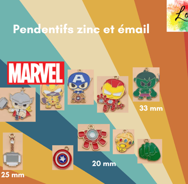 Breloques émail Marvel pour commande Les Couleurs de Lo