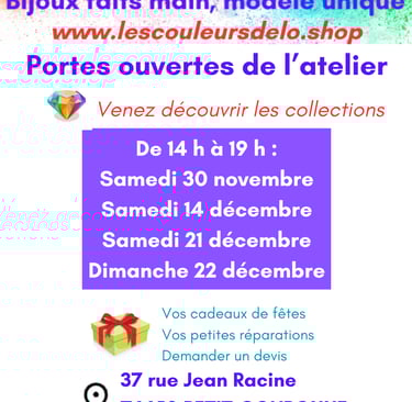 Portes ouvertes atelier 2024 bijoux Les Couleurs de Lo