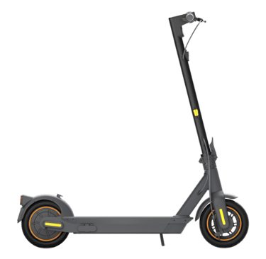 a scooter with a red car in the background