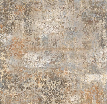 Custom Rugs - Abstract hand-knaotted rug / classical damask pattern / timeless ornamental detailing