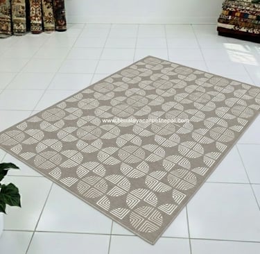 Custom Rugs - Contemporary Tibetan hand-knotted rug / repeating geometric pattern / modern design