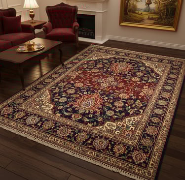 Traditional floral hand-knotted rug from Himalaya Carpet Industry – luxury handmade home décor