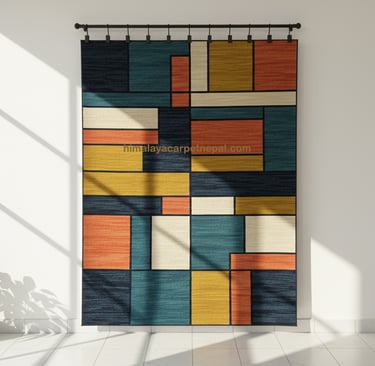 Custom bespoke handmade rugs crafted in Nepal- contemporary wall-hanging- Himalaya Carpet Industries