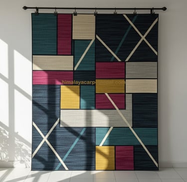 Custom bespoke handmade rugs crafted in Nepal- contemporary wall-hanging- Himalaya Carpet Industries