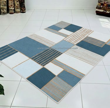 Custom Rugs - Contemporary geometric Tibetan hand-knotted rug with modern intricate patterns